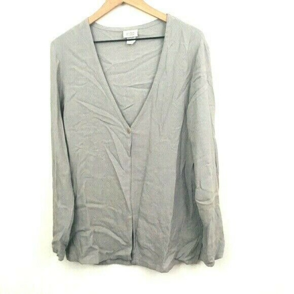 Eileen Fisher V-Neck Gray Lightweight Cardigan M